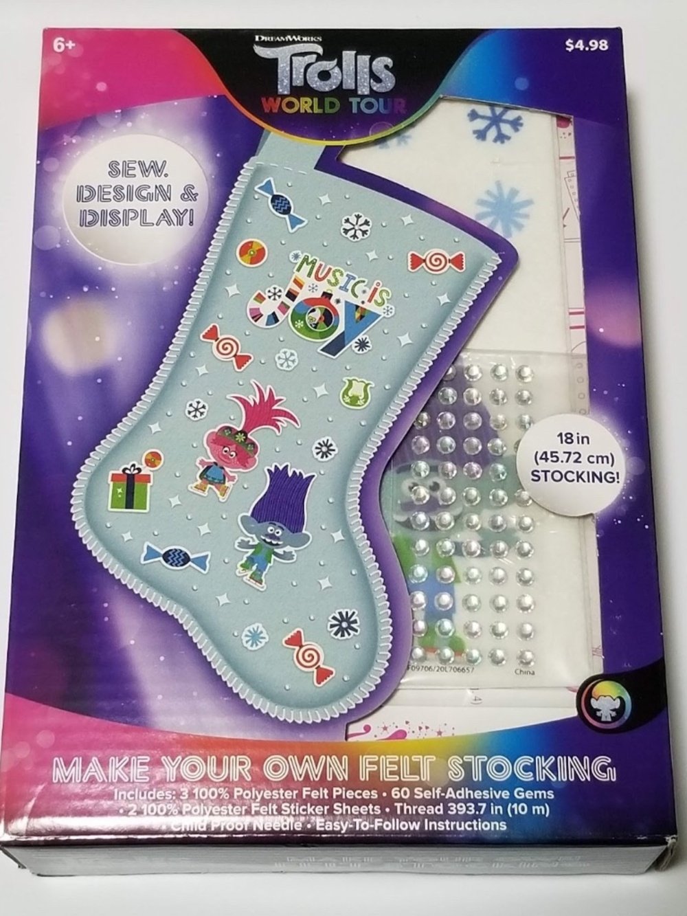 New Innovative Designs Trolls World Tour Make Own Felt Stocking DIY Christmas